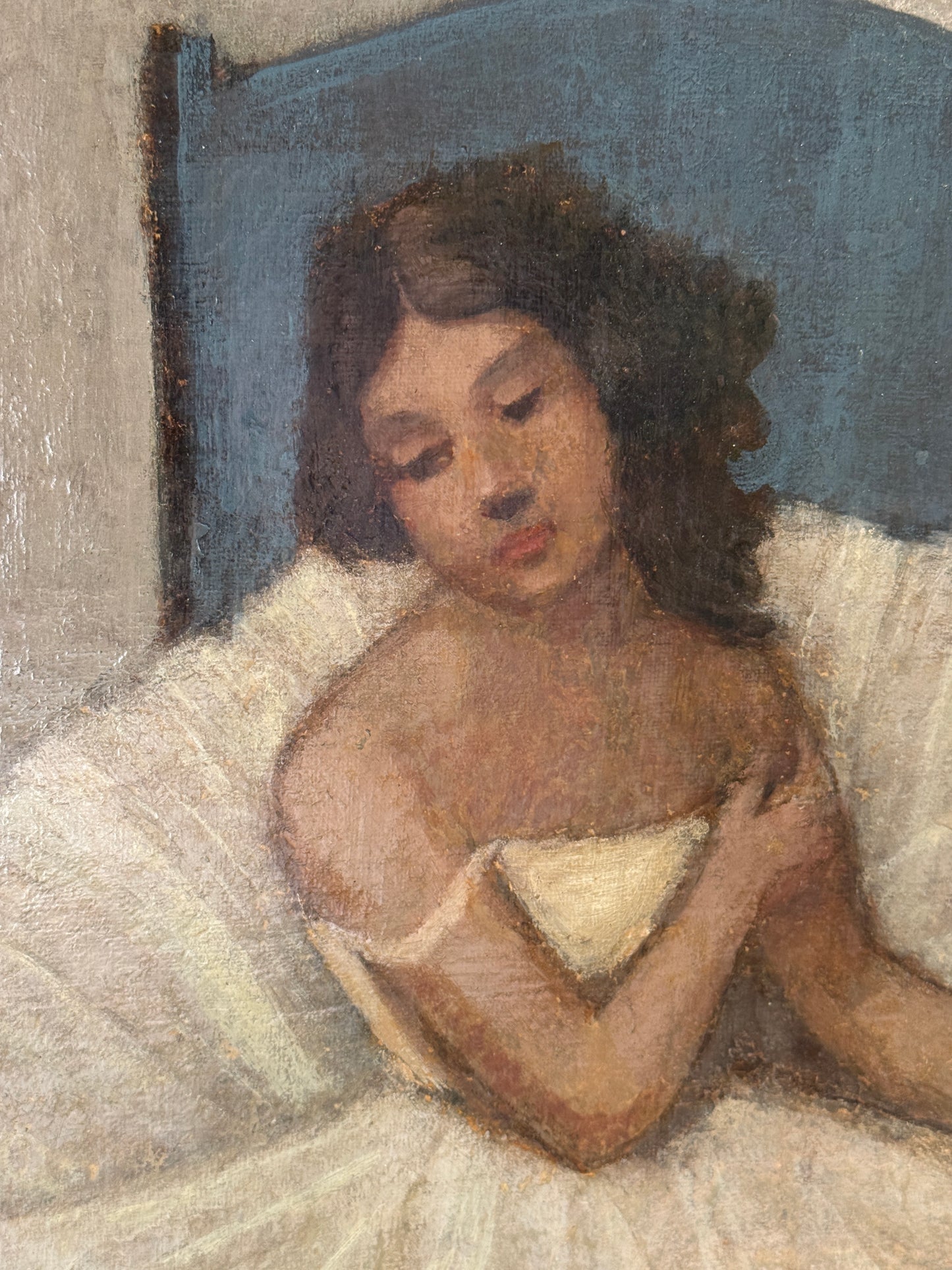 Helge Helme Portrait of a Ballerina Oil Painting in Gold Frame