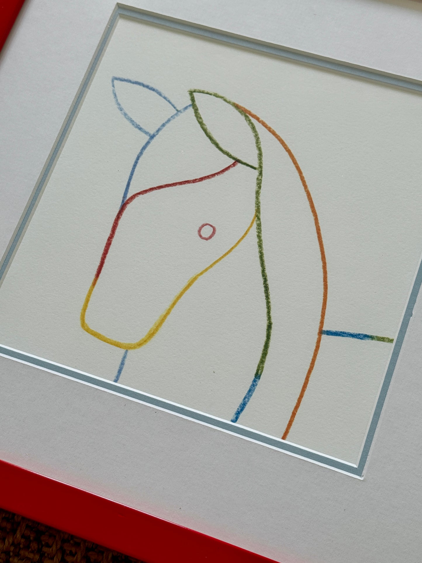 Geoff McFetridge for Hermes Holiday Horse Quadptych in Red Lacquered Frames