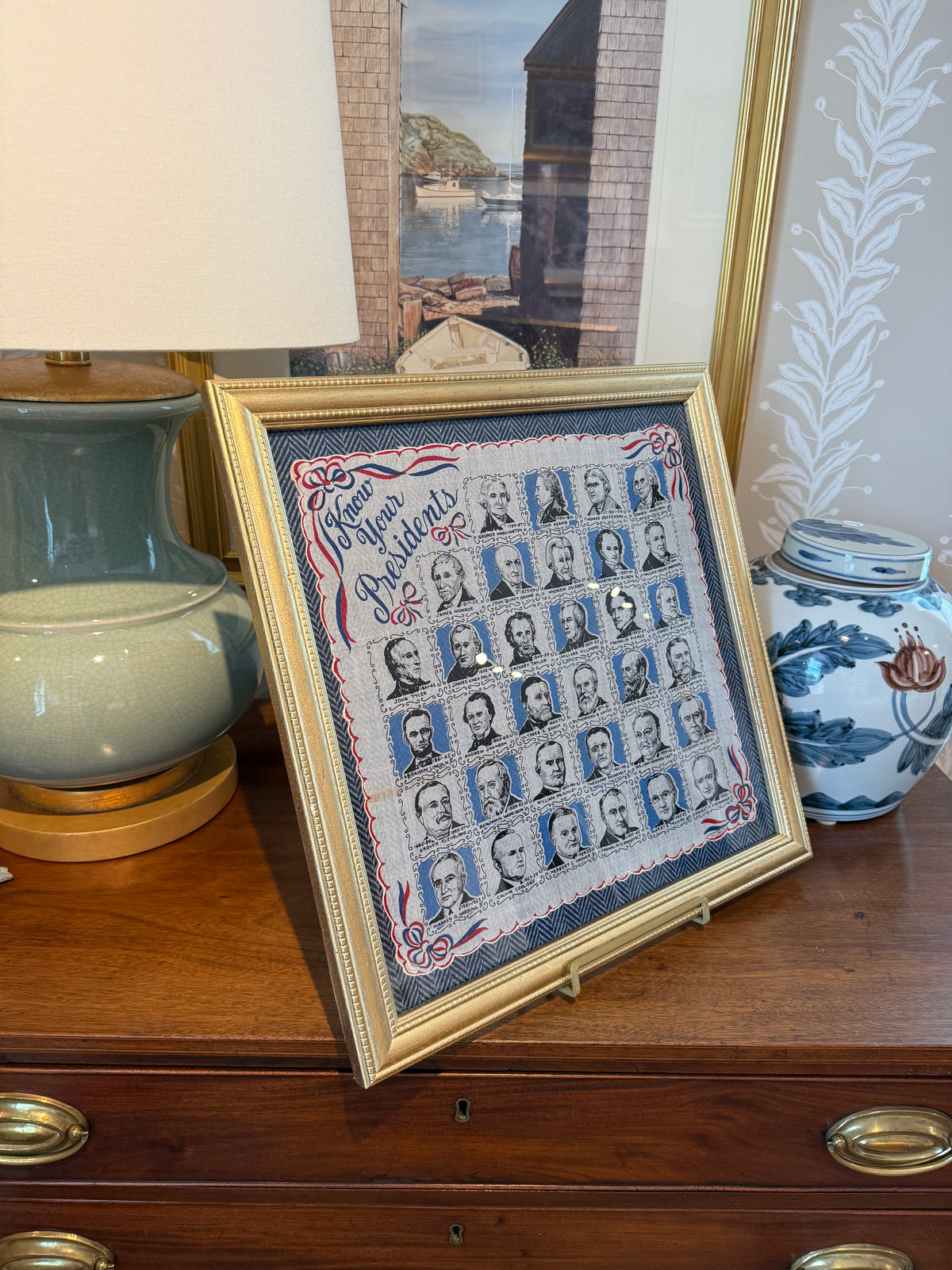 Vintage Framed Americana Know Your Presidents Scalloped Scarf on Ralph ...