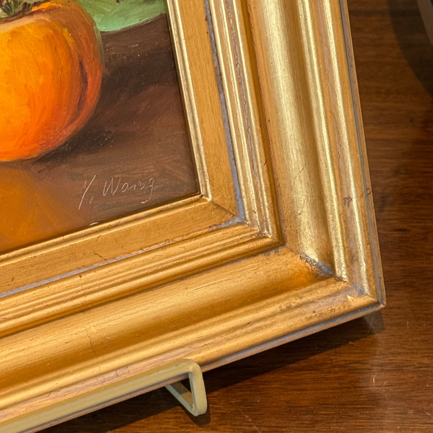 Youqing Wang Persimmons Still Life Oil Painting in Gold Frame
