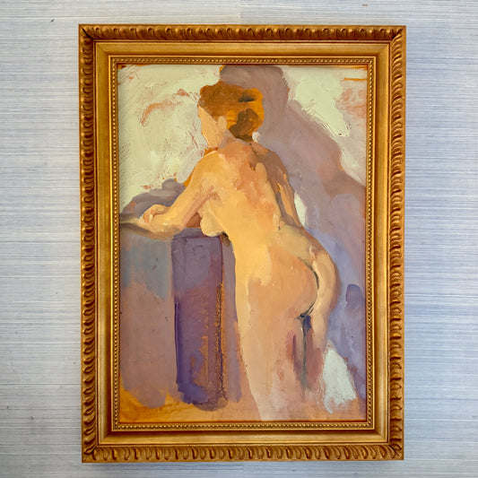 Leigh Gustafson Female Nude Portrait Oil Painting in Ornate Gold Frame