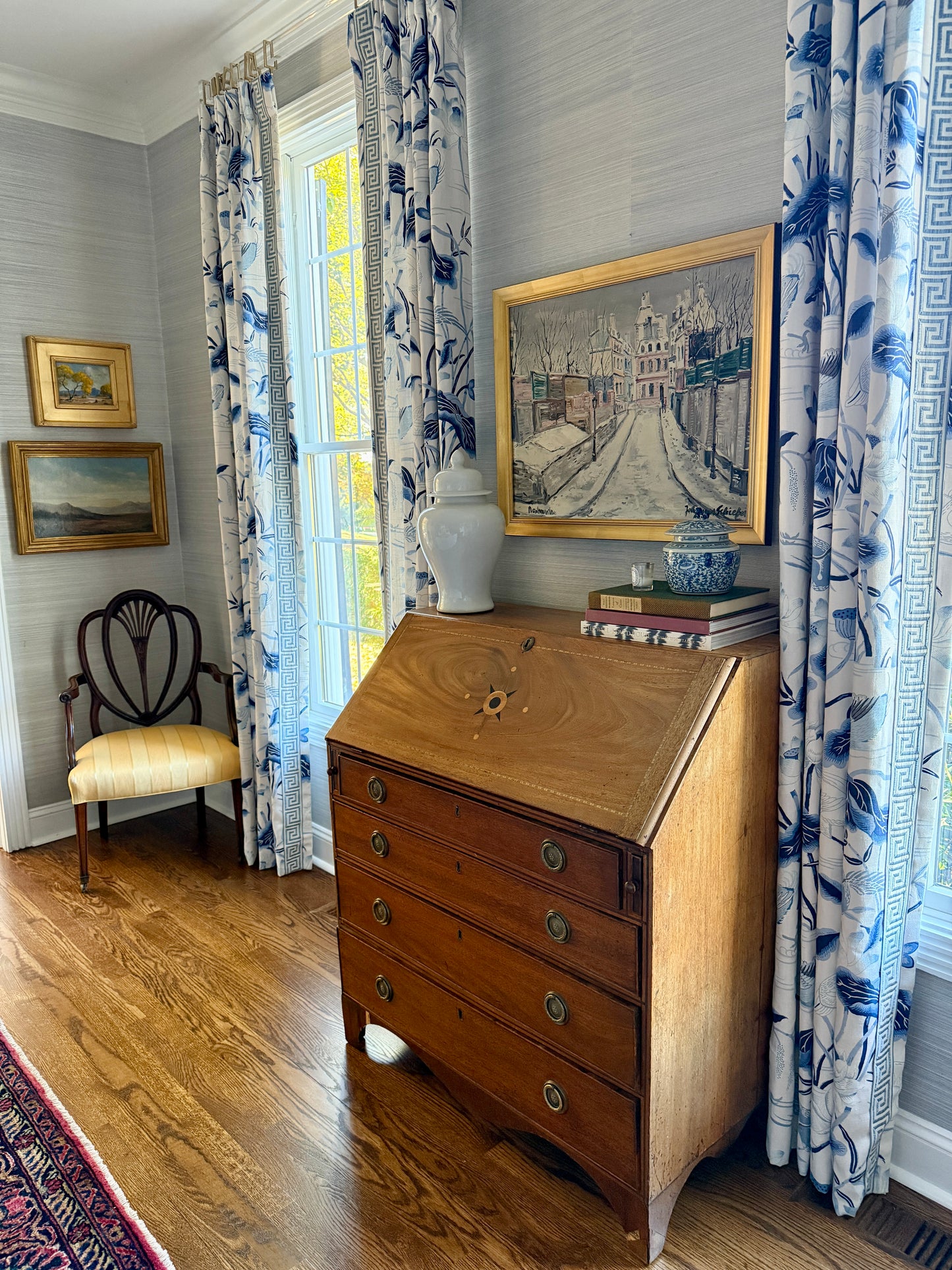 Johannes Schiefer Montmarte Paris in the Snow Oil Painting in Gold Frame