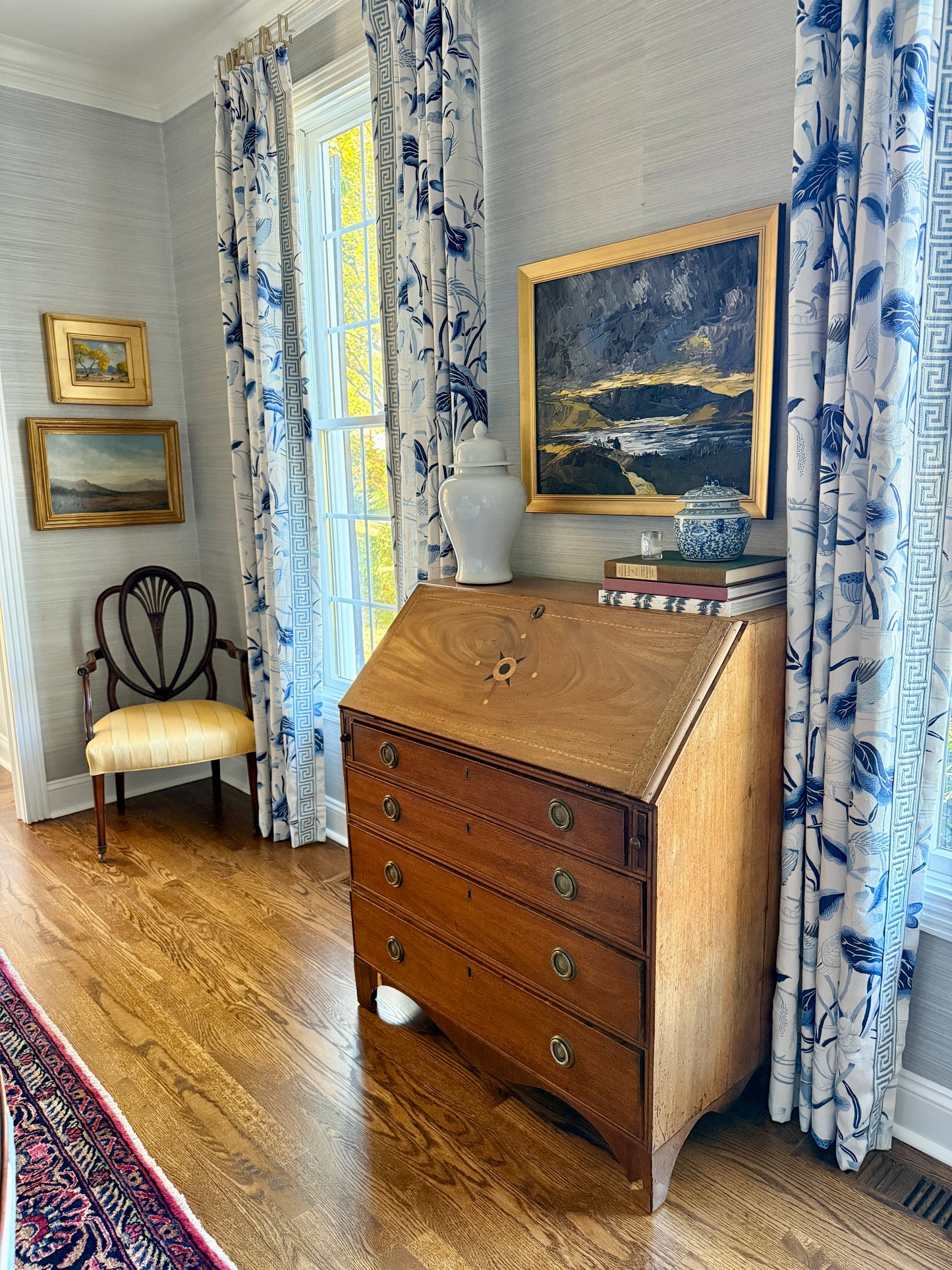 Moody Scottish Loch Mountain Landscape at Sunset Impasto Oil Painting in Gold Frame