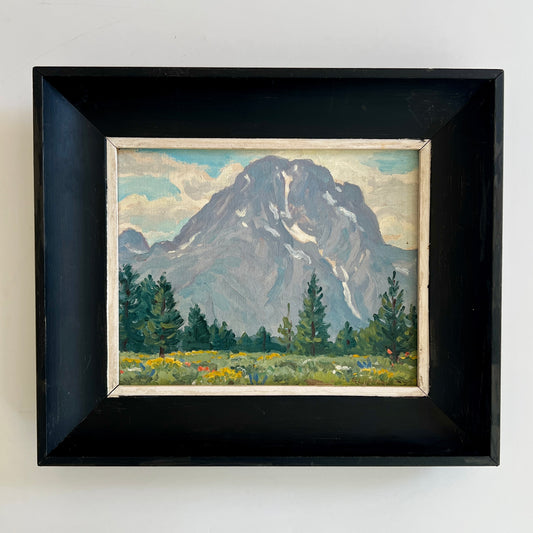 Robert Lynn Lambdin Mt. Moran, Wyoming #2 Mountain Landscape Oil Painting in Black Frame
