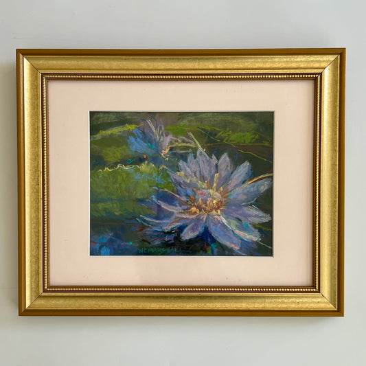NC Marshall Purple Water Lilies Pastel in Gold Frame