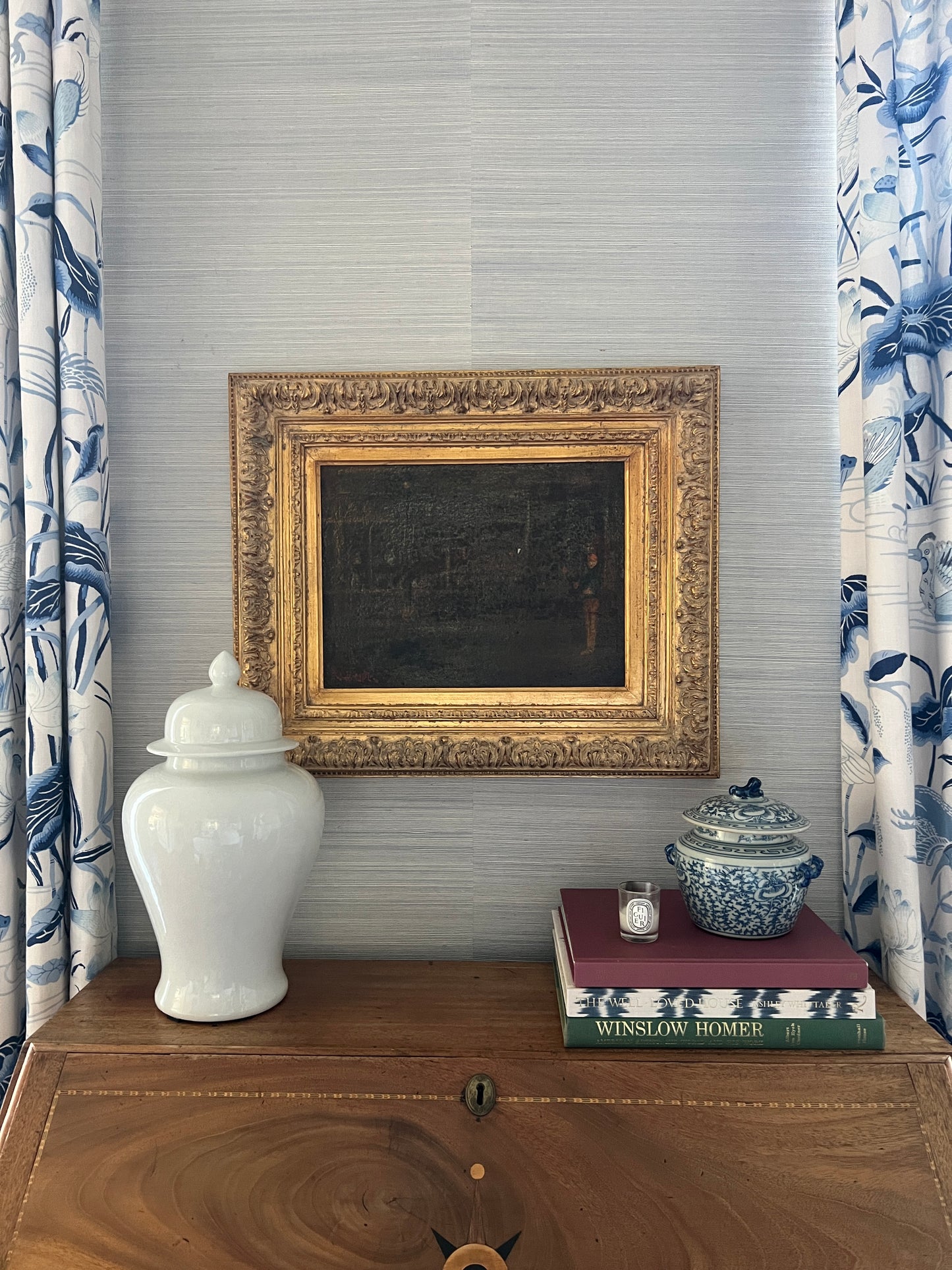 Robert X. Boykin Ashville Out of Season Oil Painting in Ornate Gold Frame