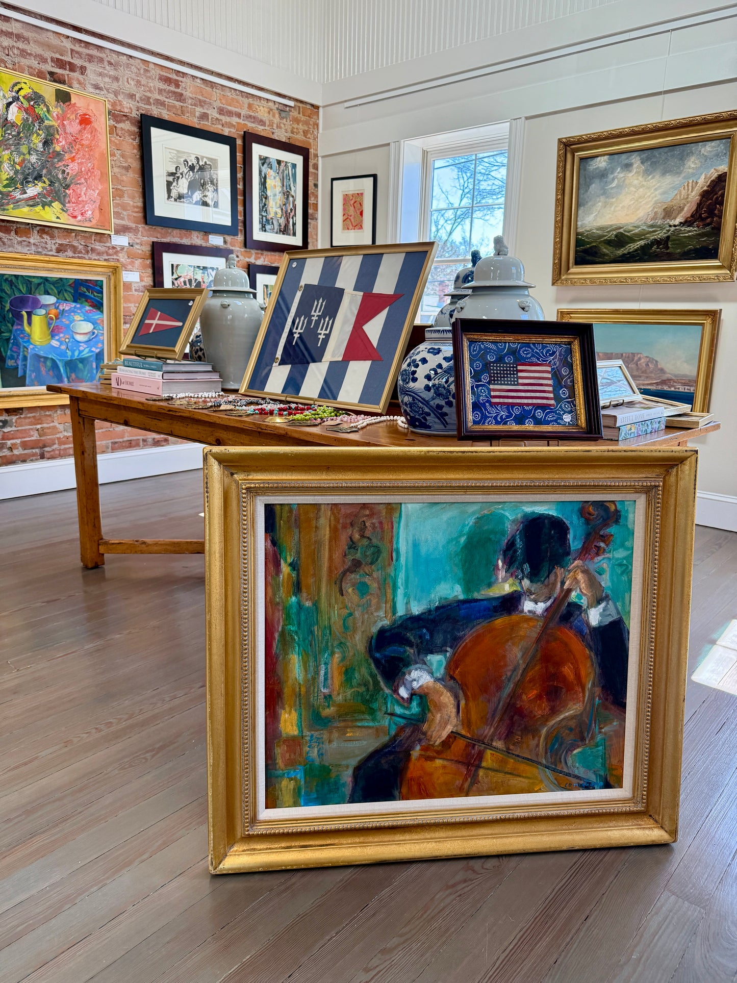 Conchita Conigliano Le Violoncelle Portrait of a Cellist Oil Painting in Gold Frame