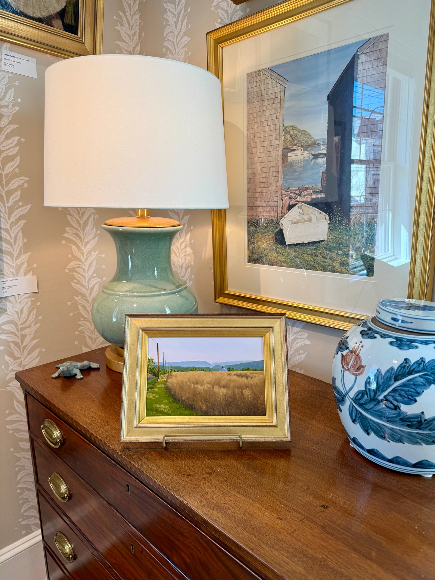 Anthony R. Thompson Country Landscape Oil Painting in Gold Frame