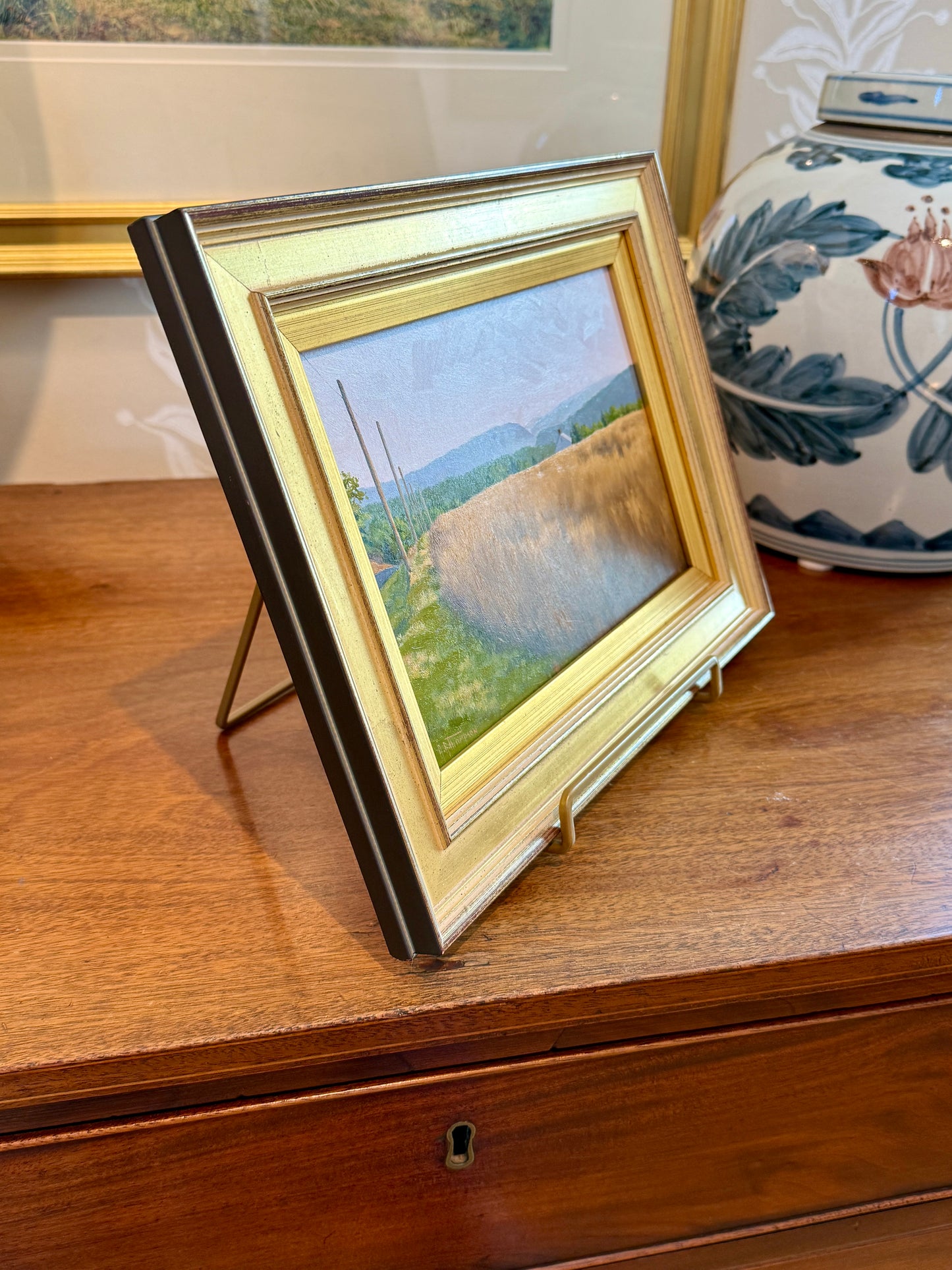 Anthony R. Thompson Country Landscape Oil Painting in Gold Frame