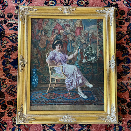 Henry Eugene Fritz (1875-1956) 1912 Oil Painting Portrait of Miss Schimang in Gold Frame