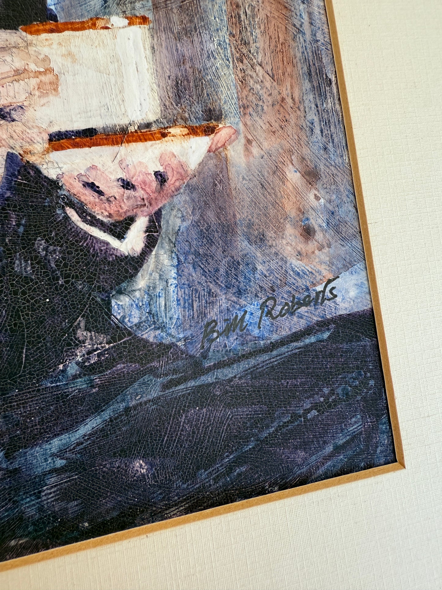 Bill Roberts Portrait of a Gentleman Oil Painting in Burled Wood Frame