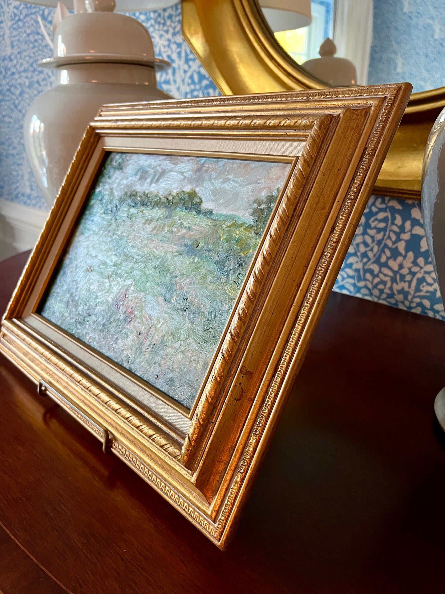 NC Marshall Impressionist Landscape Oil Painting in Gold Rope Frame