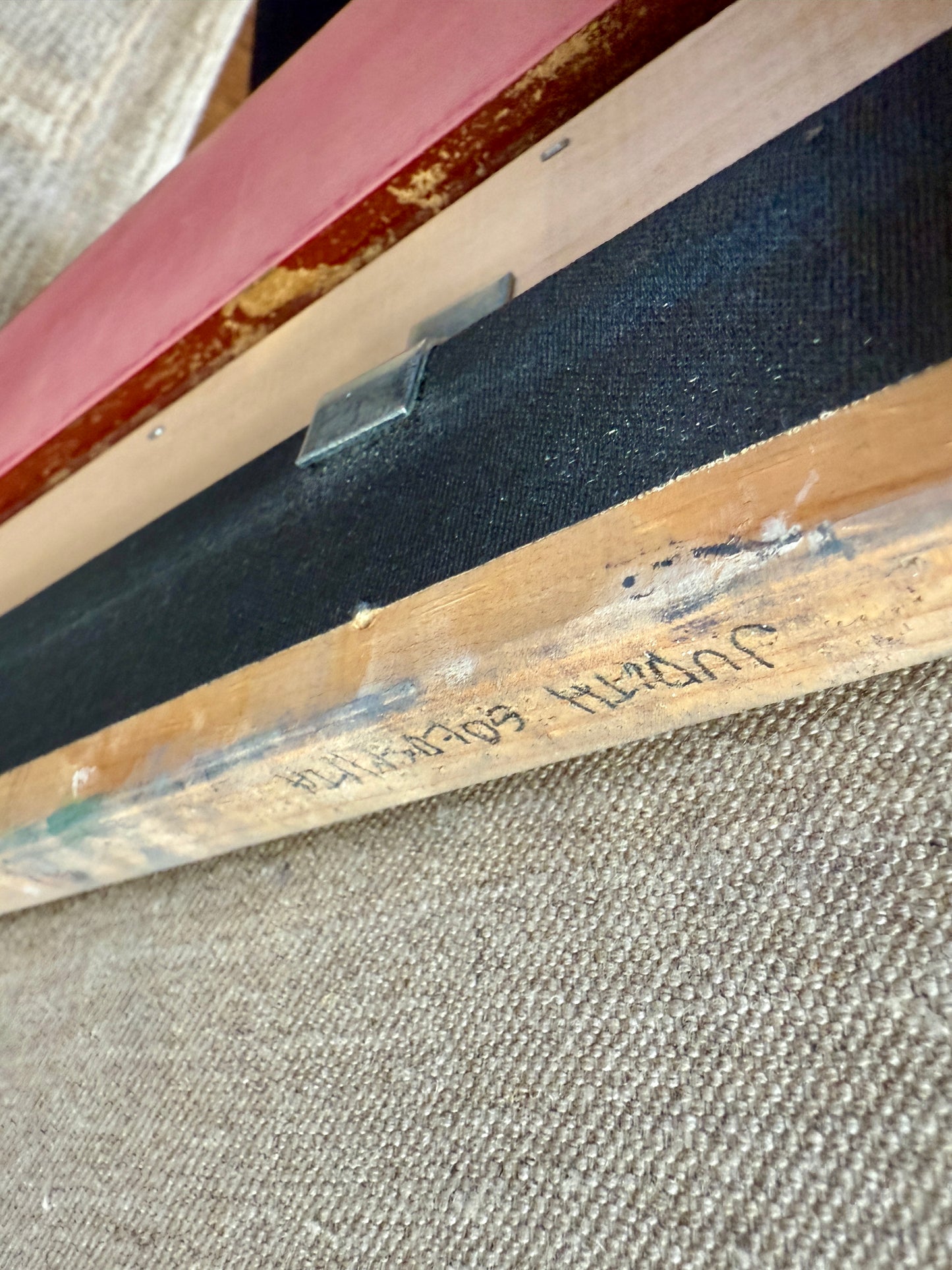 Judith Goldsmith Barcarolle Still Life of Bocce and Shell Oil Painting in Gold Frame