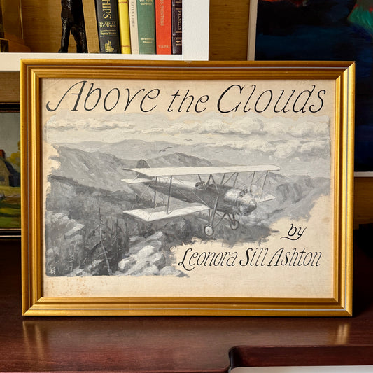 Donald Humphries Above the Clouds Oil Painting Biplane Airplane Illustration in Gold Frame