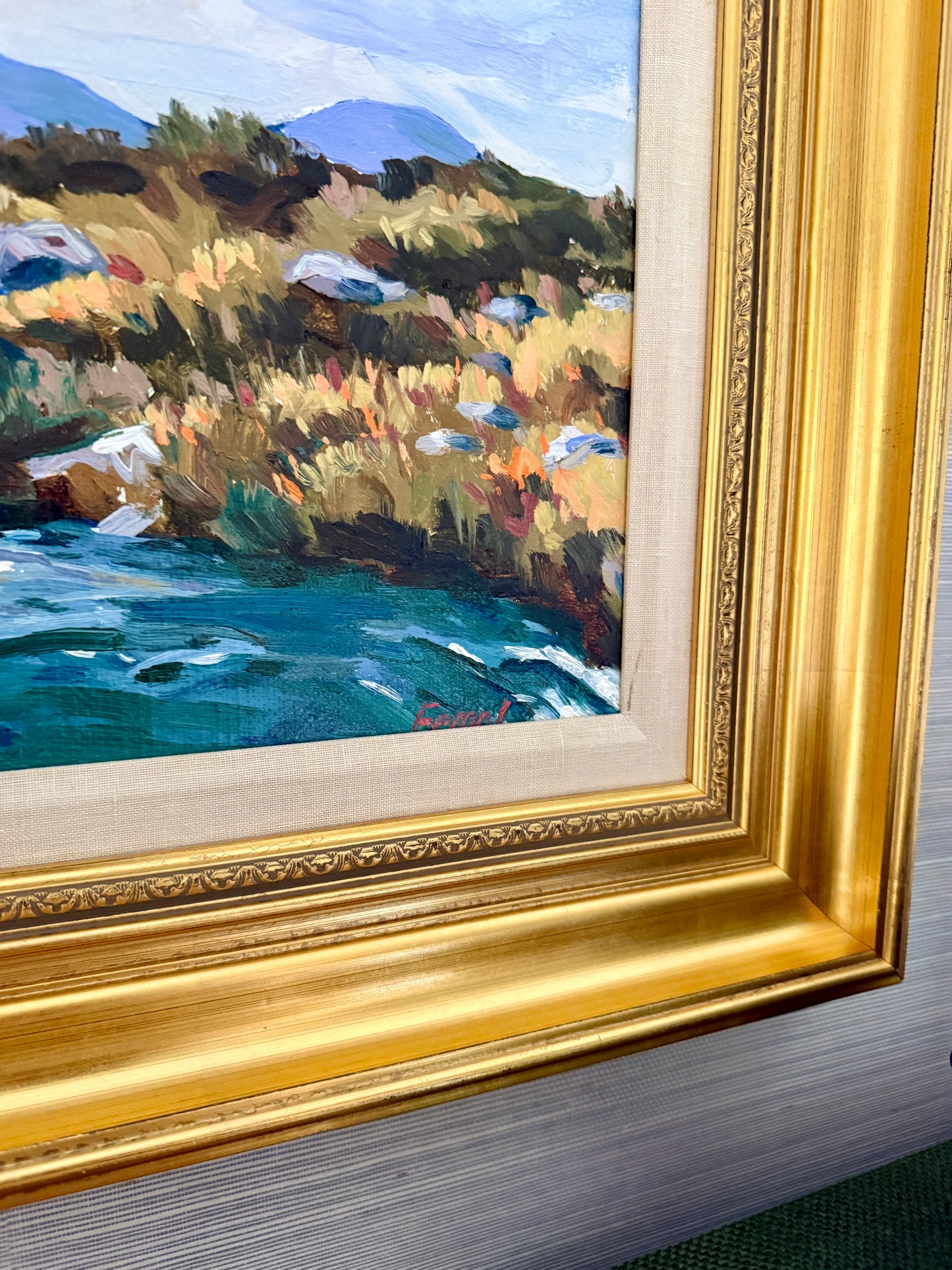 Fergal Flanagan Galway Ireland Landscape Oil Painting in Gold Frame