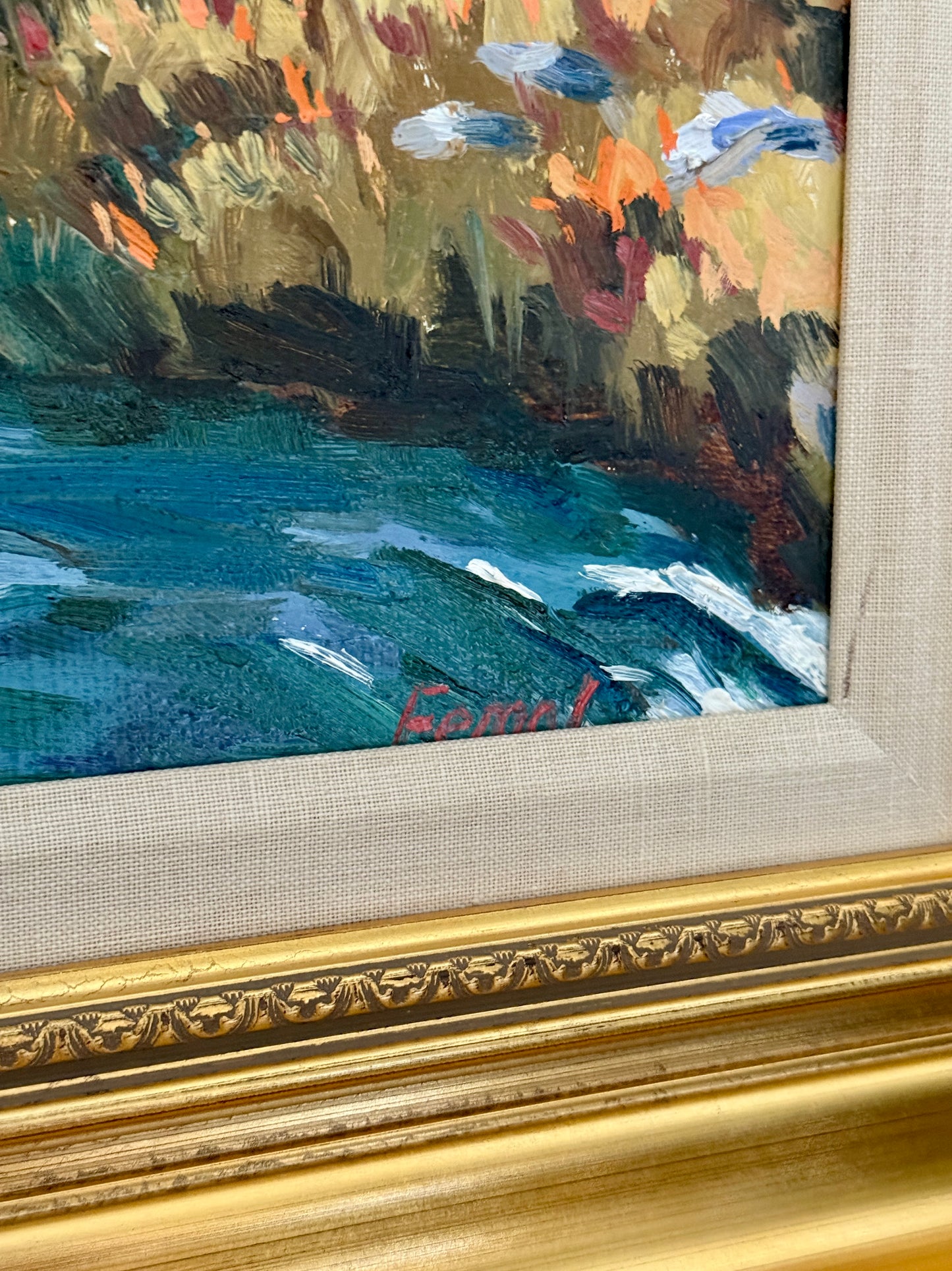 Fergal Flanagan Galway Ireland Landscape Oil Painting in Gold Frame