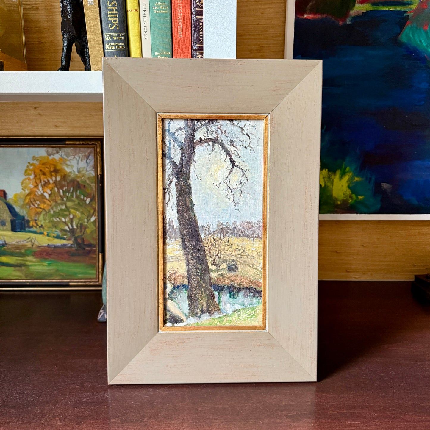 Kirk Larsen Family Tree Impressionist Landscape in Painted Frame