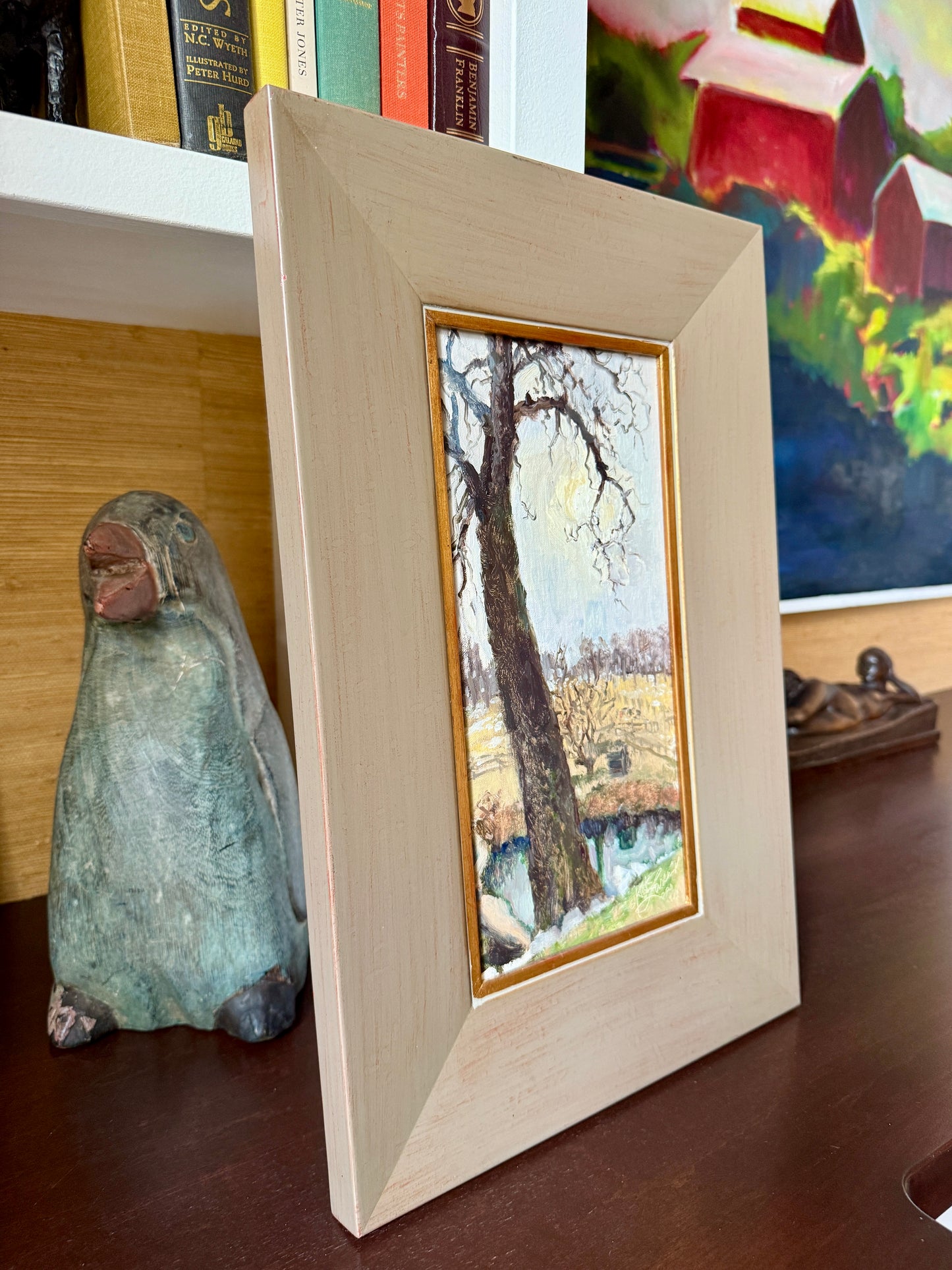 Kirk Larsen Family Tree Impressionist Landscape in Painted Frame