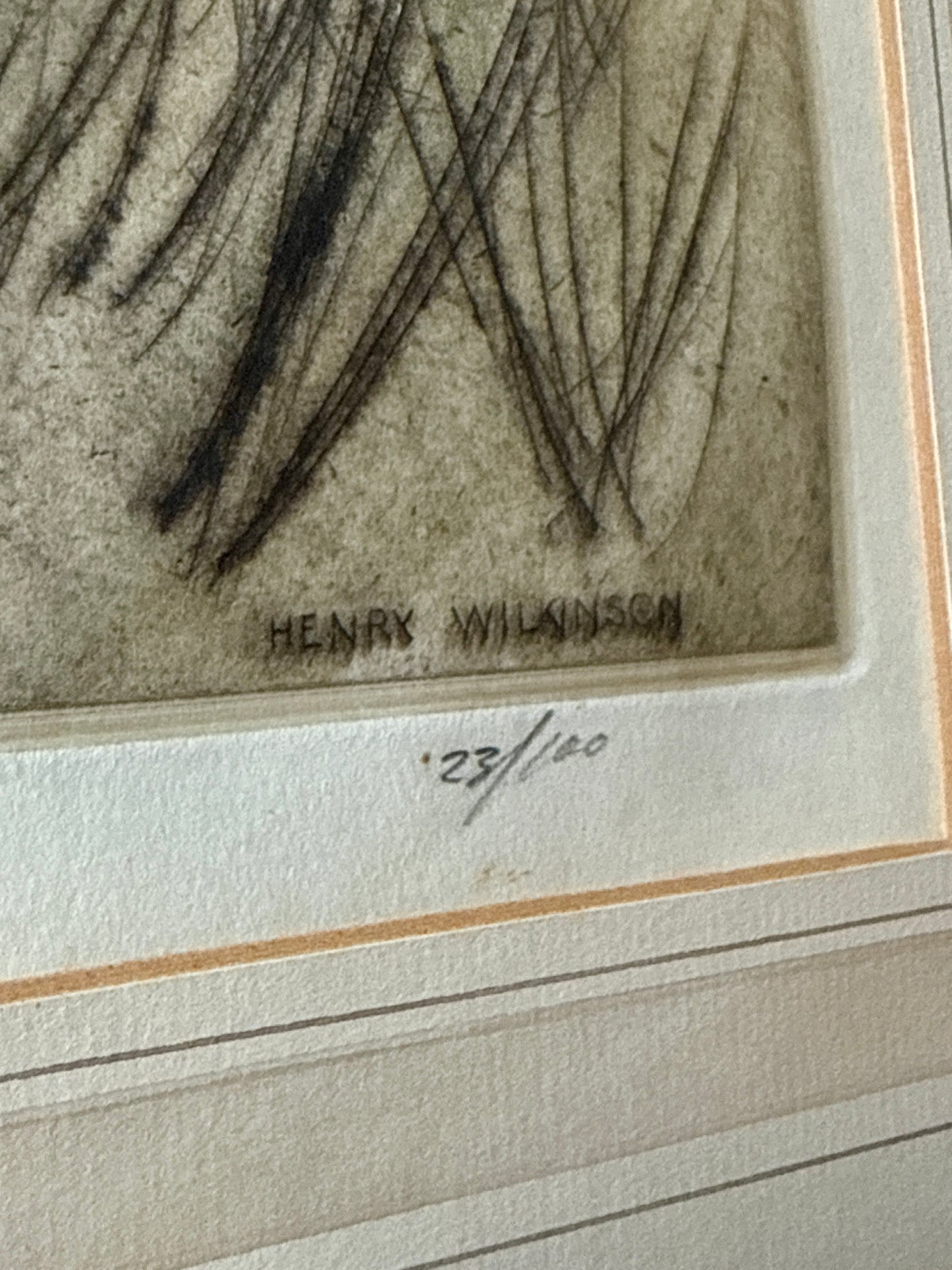 Morning Light Hunting Dog Henry Wilkinson Etching in Gilded Frame