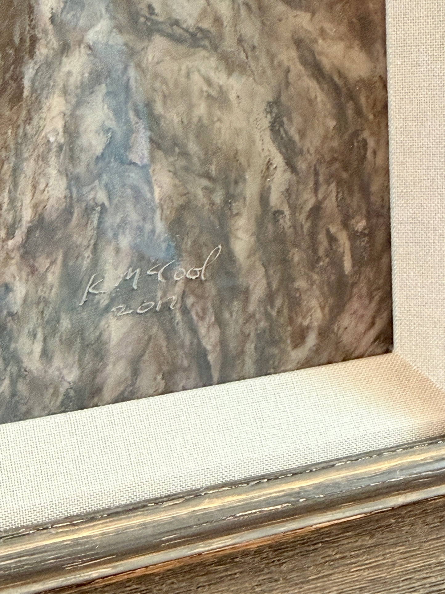 Karen McCool Wouldn't Ewe Know It Pastel Sheep Portrait in Gray Washed Wood Frame