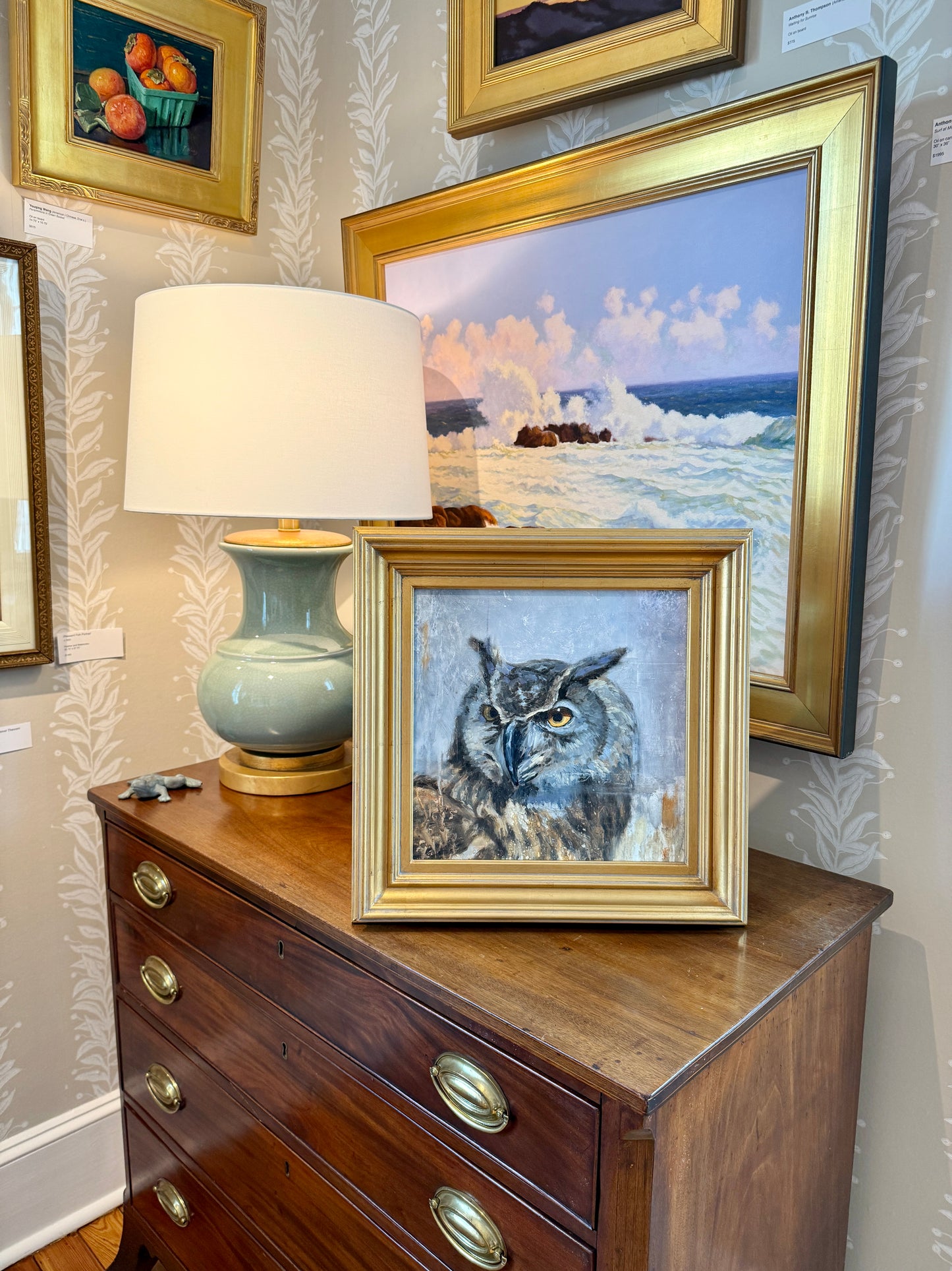 Karen McCool Mom, When She Hears Me Cursing from a Mile Away Oil Painting in Gold Frame