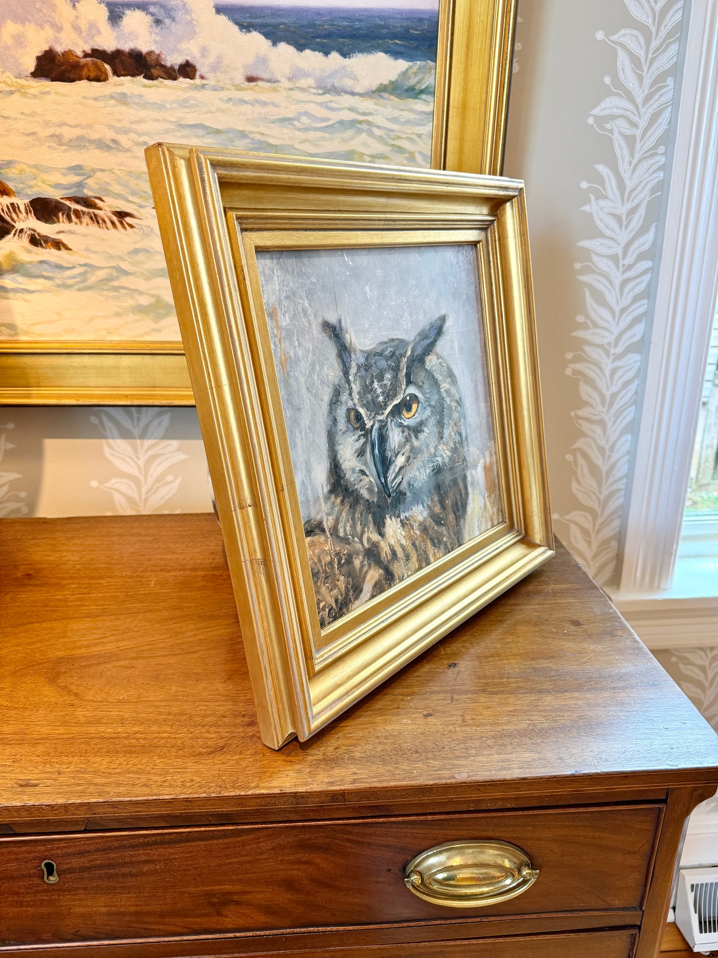 Karen McCool Mom, When She Hears Me Cursing from a Mile Away Oil Painting in Gold Frame