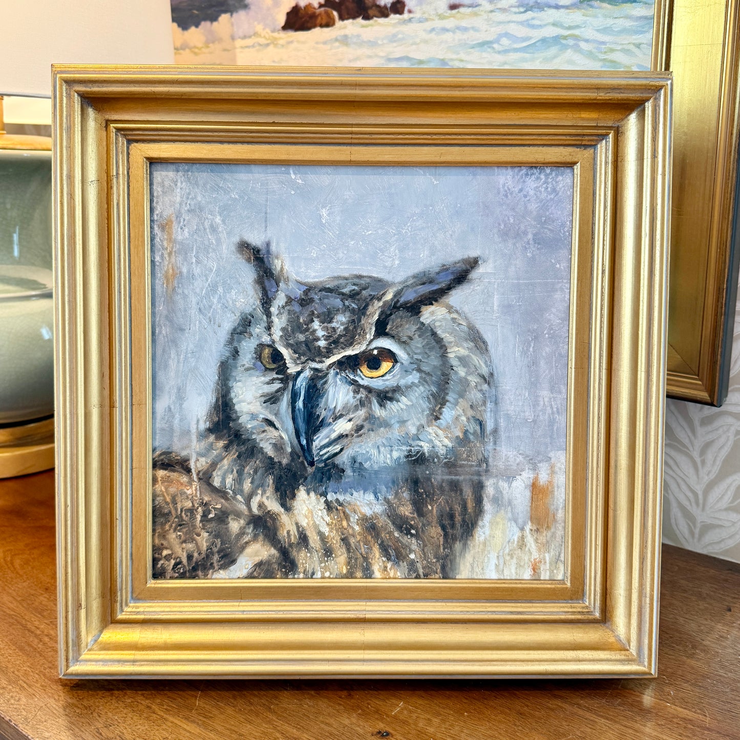 Karen McCool Mom, When She Hears Me Cursing from a Mile Away Oil Painting in Gold Frame