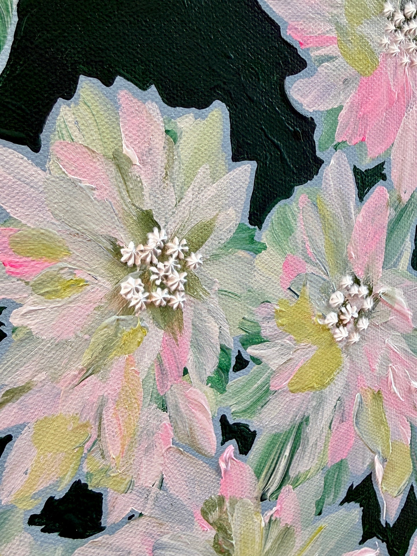 Alison Diamond McElroy Into the Meadow Abstract Floral Painting in Gold Frame