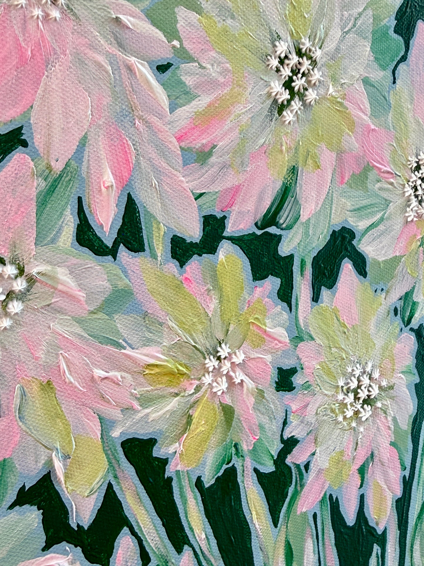 Alison Diamond McElroy Into the Meadow Abstract Floral Painting in Gold Frame