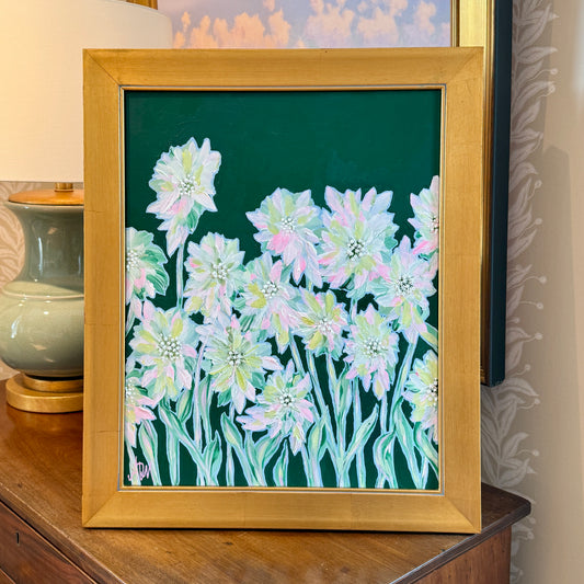 Alison Diamond McElroy Into the Meadow Abstract Floral Painting in Gold Frame