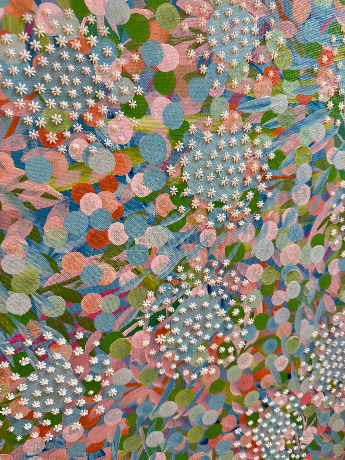 Alison Diamond McElroy Spring Reverie Abstract Floral Painting in Gold Frame