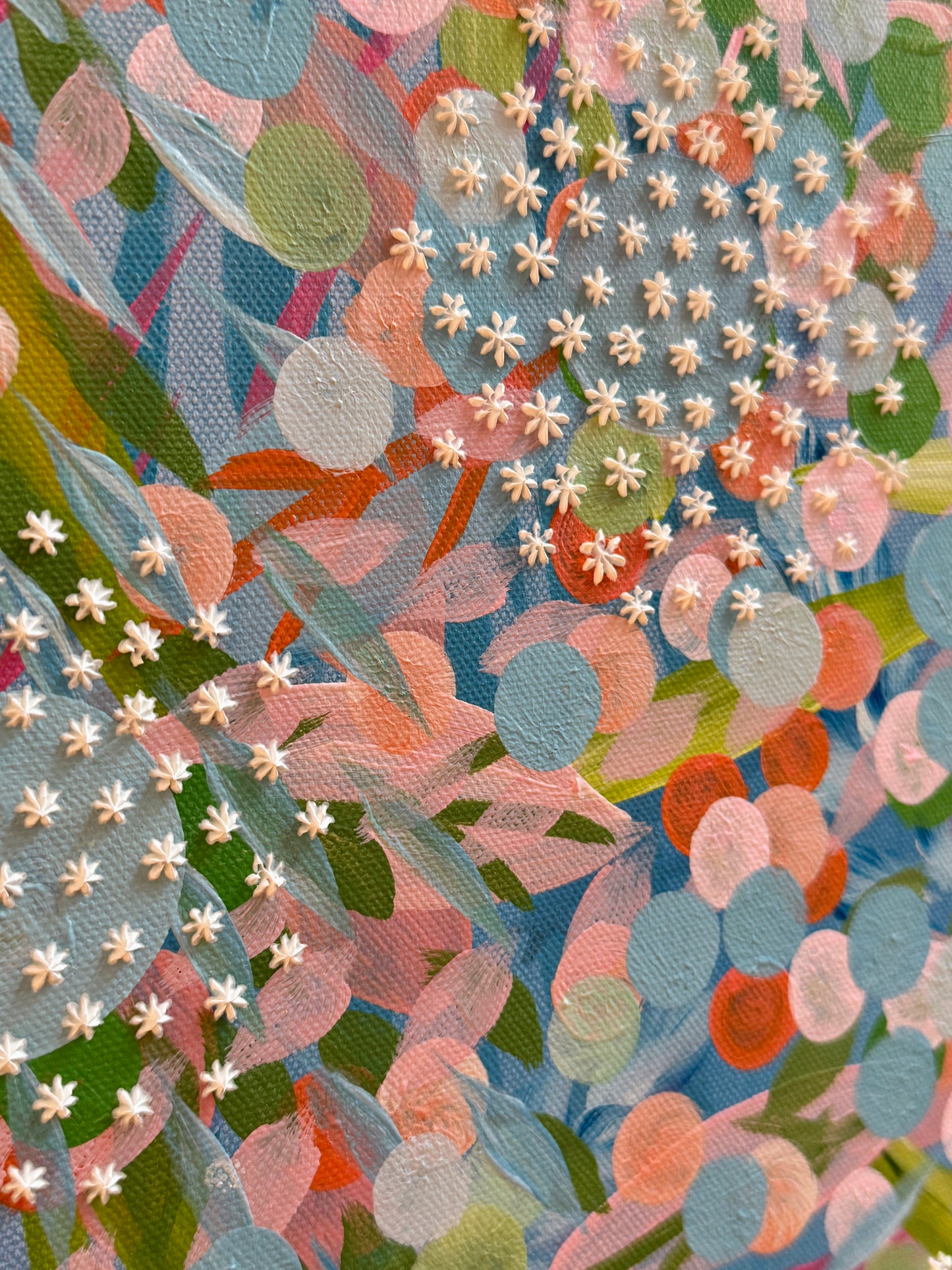Alison Diamond McElroy Spring Reverie Abstract Floral Painting in Gold Frame