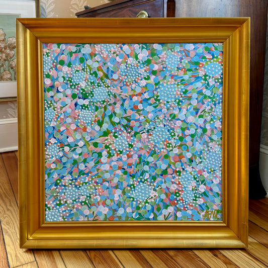 Alison Diamond McElroy Spring Reverie Abstract Floral Painting in Gold Frame