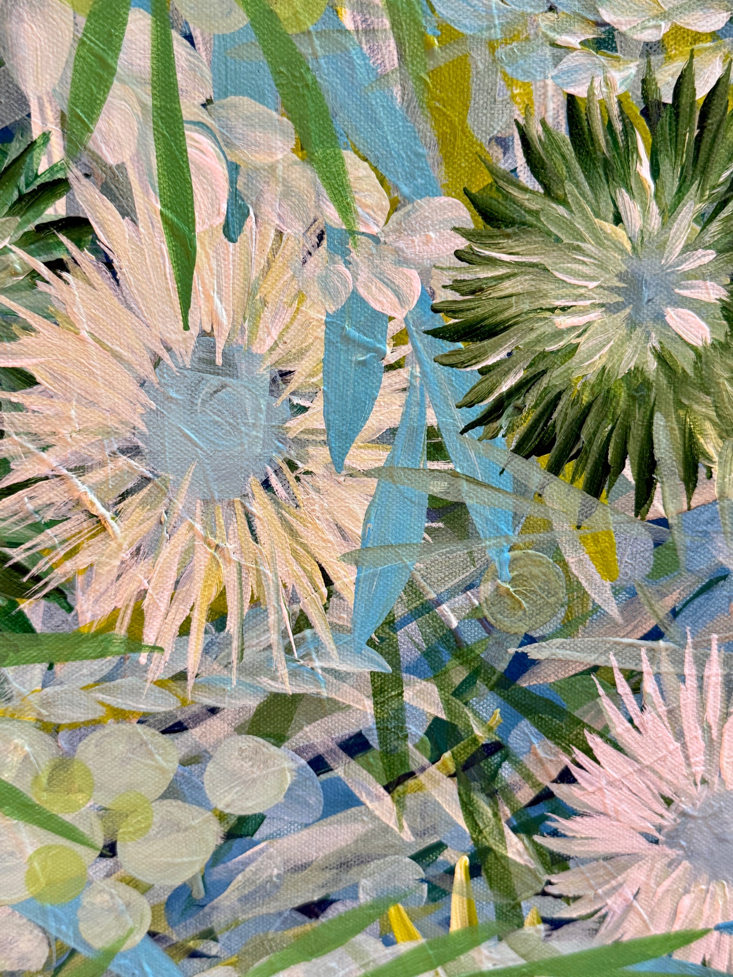 Alison Diamond McElroy Verdant I Abstract Floral Painting in Gold Frame