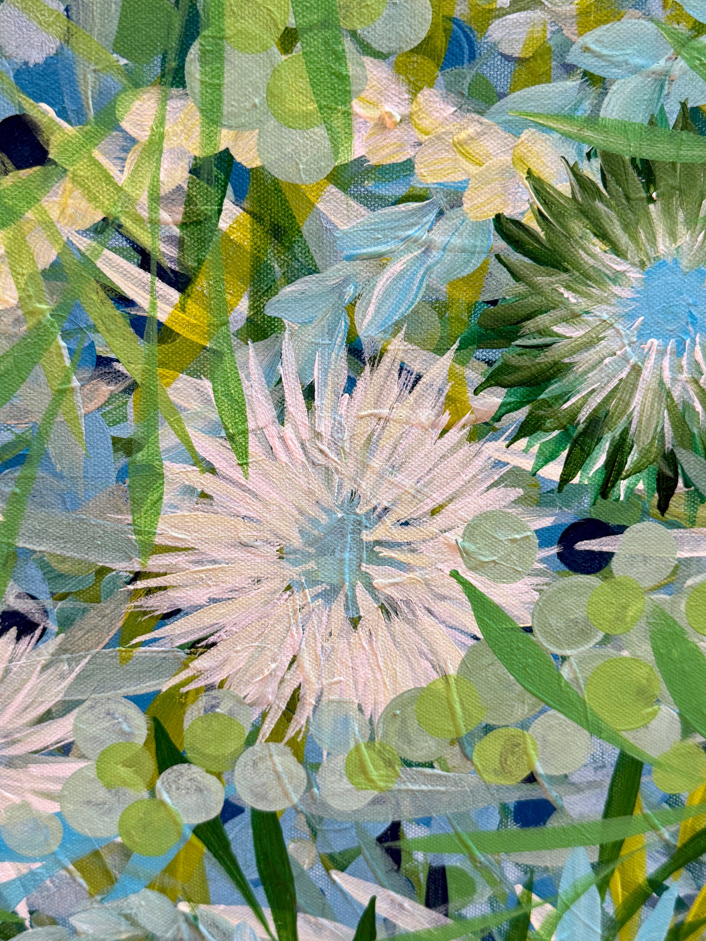 Alison Diamond McElroy Verdant I Abstract Floral Painting in Gold Frame