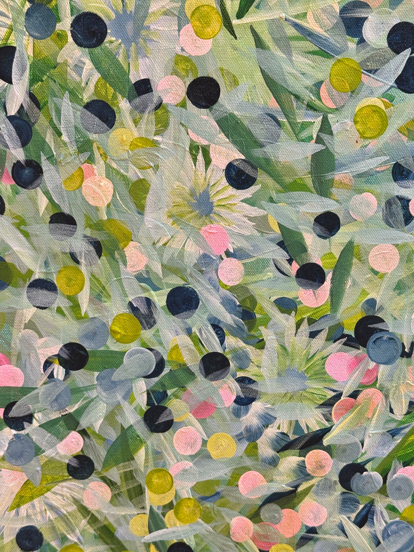 Alison Diamond McElroy Moody Bloom Abstract Floral Painting in Gold Frame