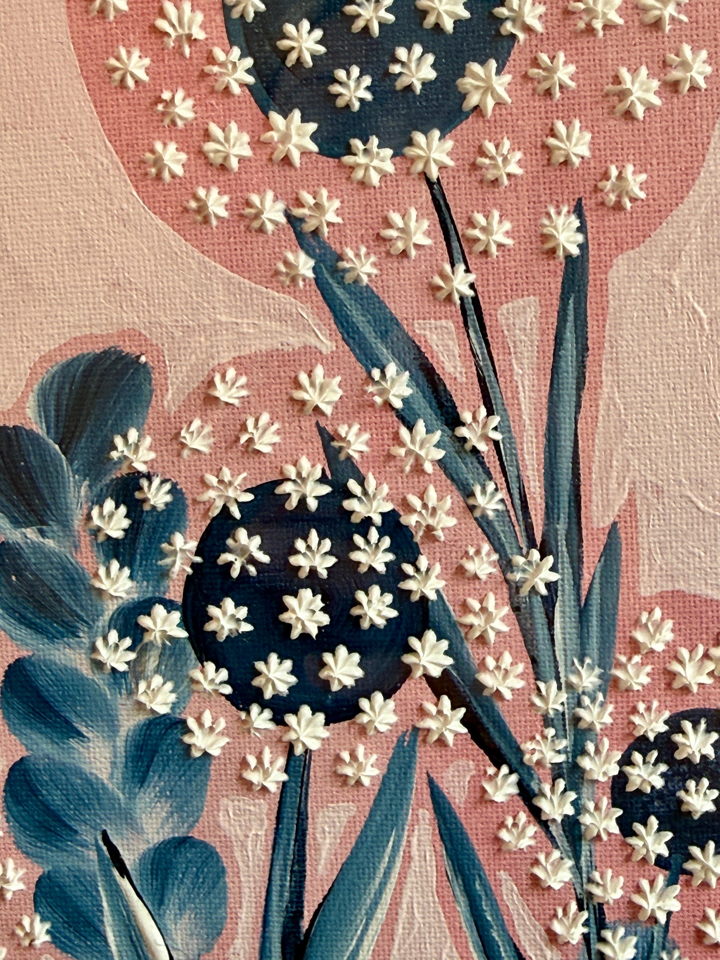 Alison Diamond McElroy Seersucker Summer I Abstract Floral Painting in Gold Frame