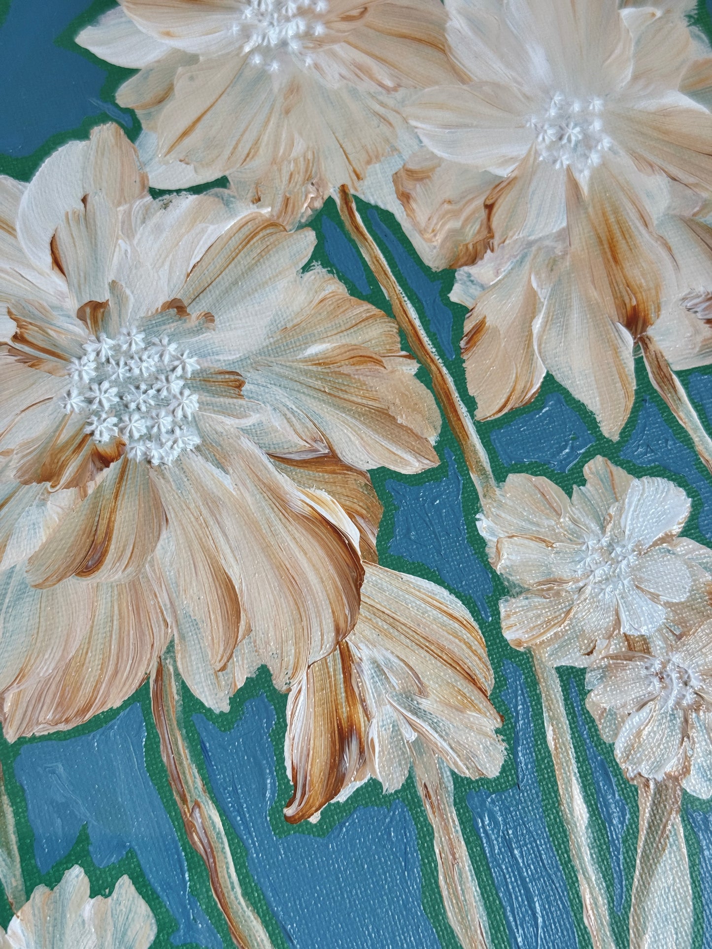 Alison Diamond McElroy After Dusk Abstract Floral Painting in Gold Frame