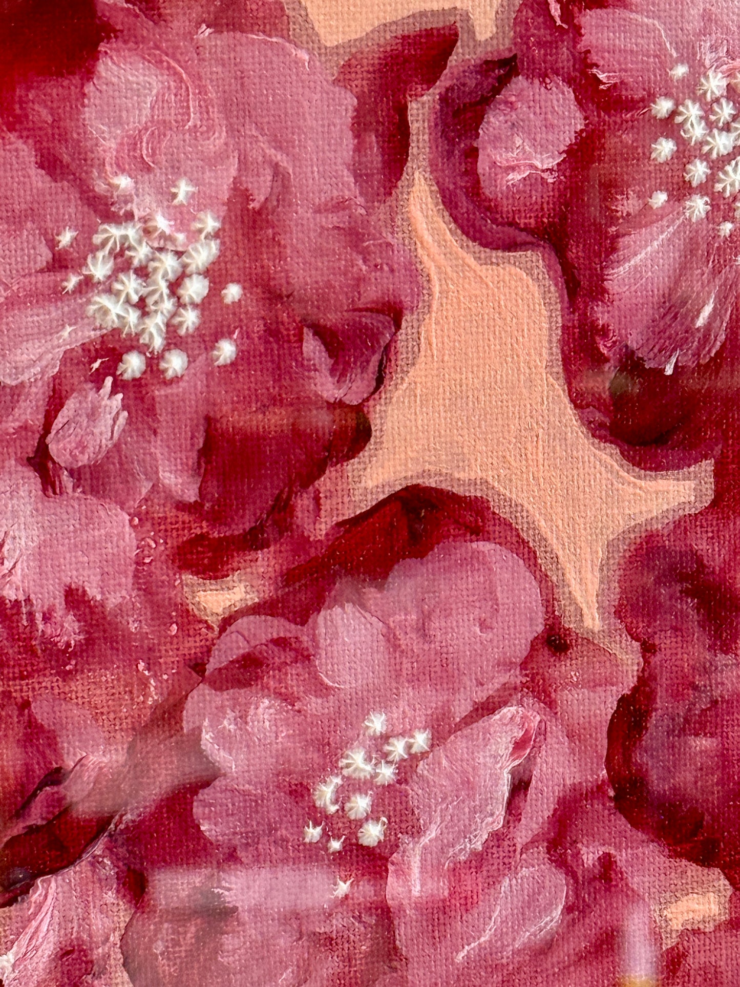 Alison Diamond McElroy Rose Field I Abstract Floral Painting in Gold Frame