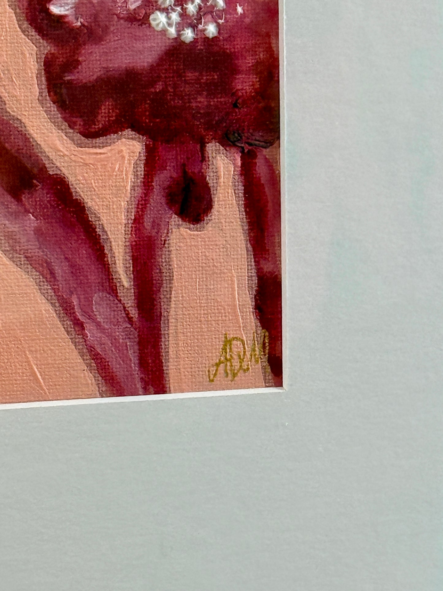 Alison Diamond McElroy Rose Field II Abstract Floral Painting in Gold Frame
