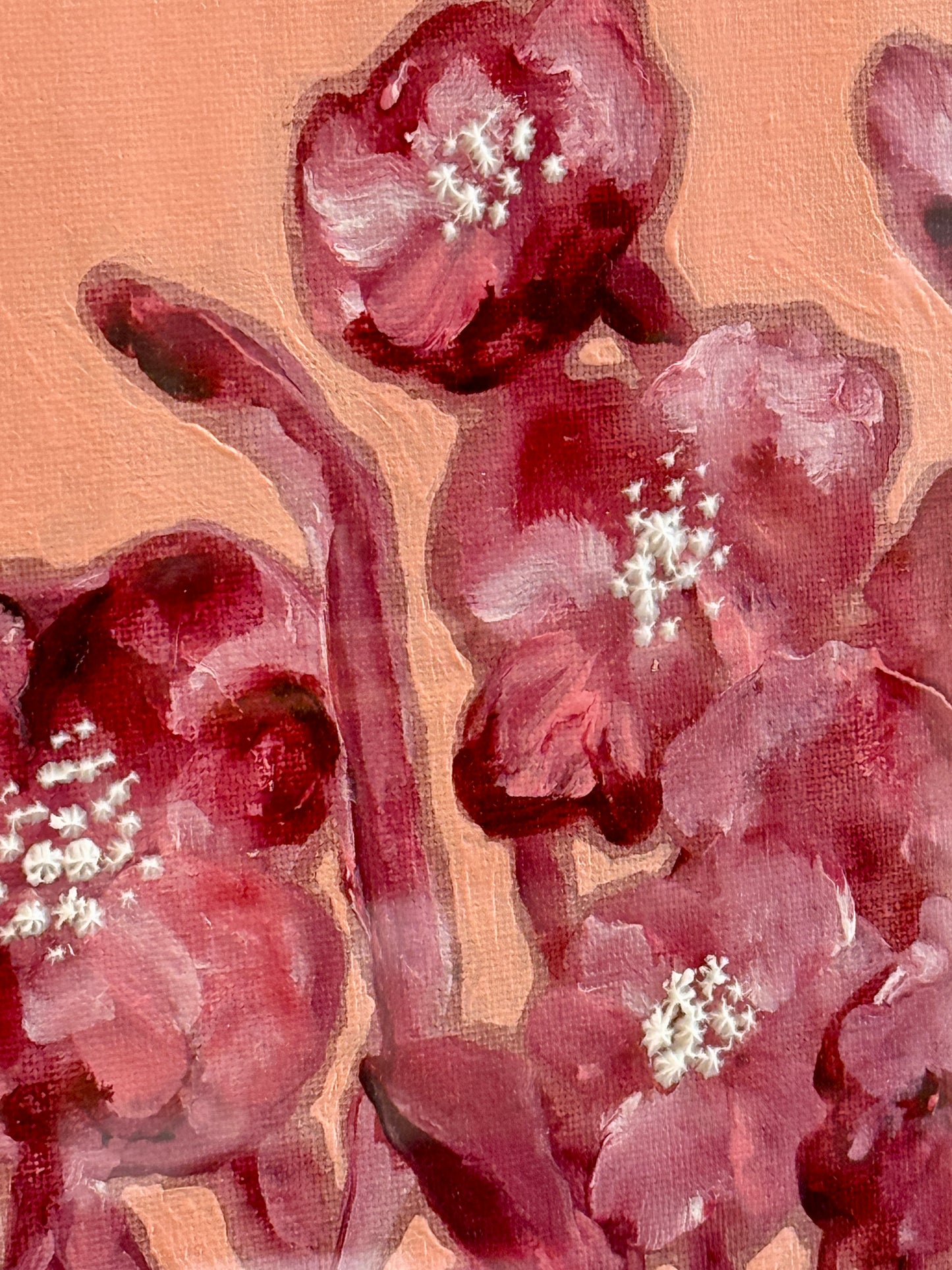 Alison Diamond McElroy Rose Field II Abstract Floral Painting in Gold Frame