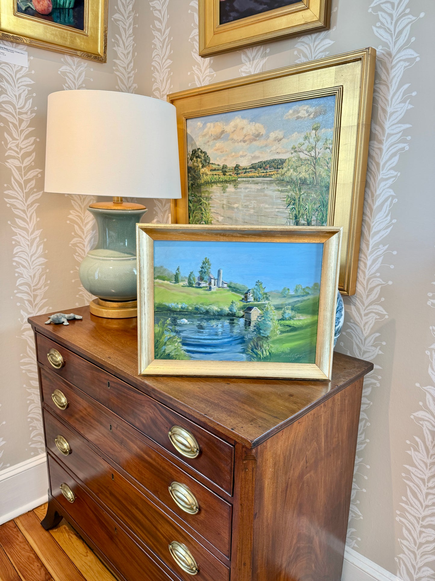 Harald Grote Winterthur East Farm Landscape in Gold Frame