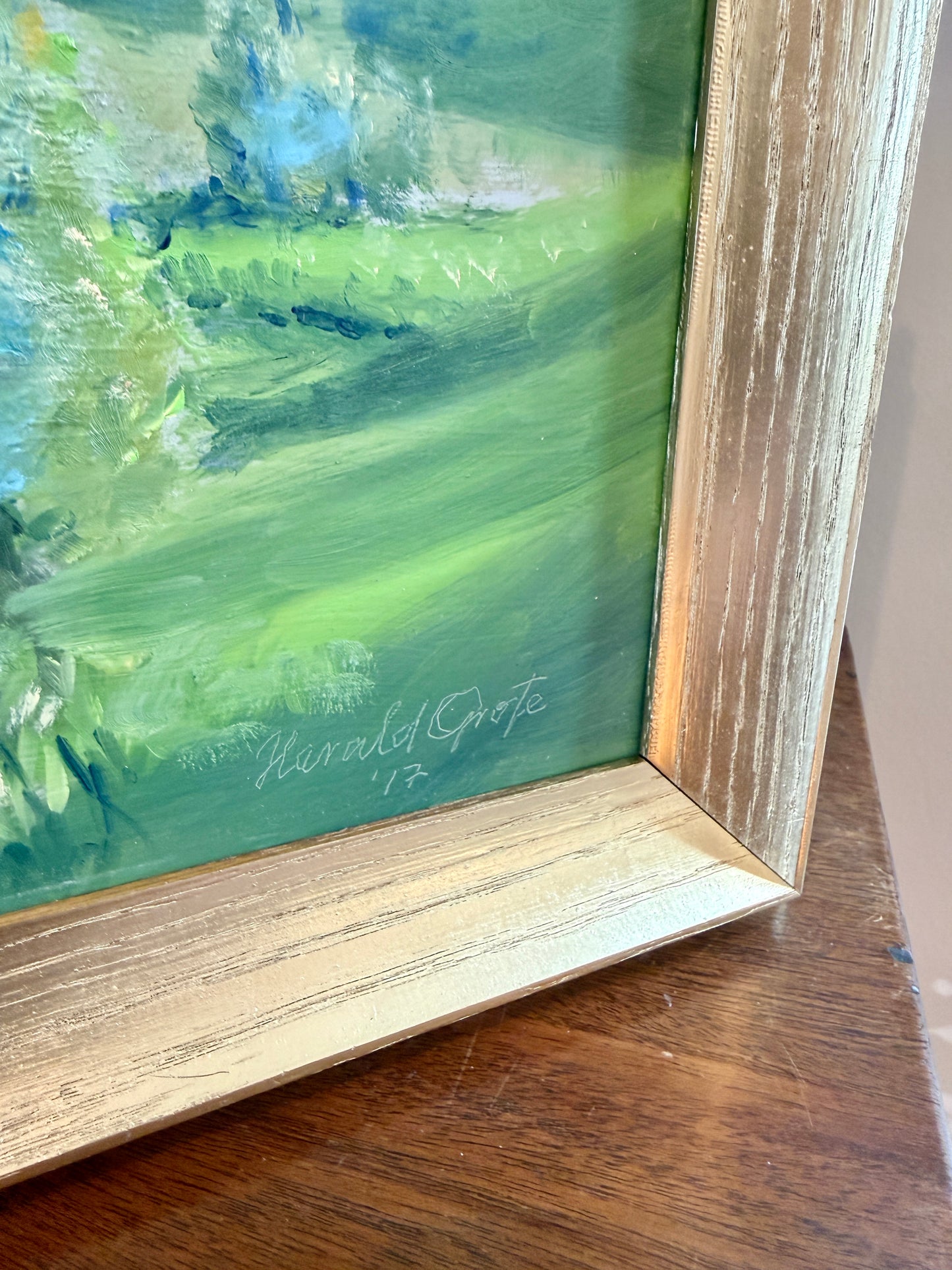 Harald Grote Winterthur East Farm Landscape in Gold Frame