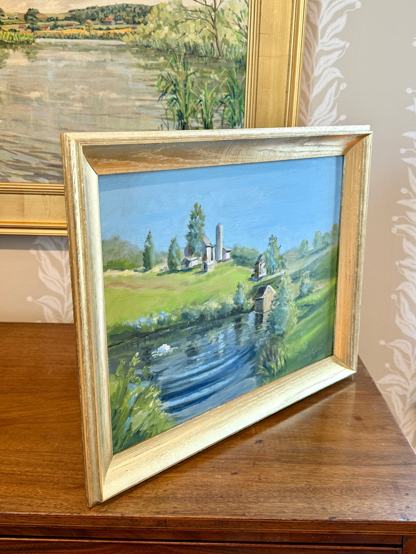 Harald Grote Winterthur East Farm Landscape in Gold Frame