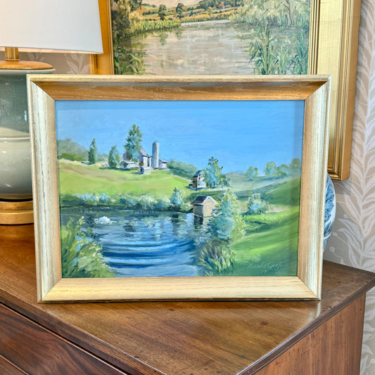 Harald Grote Winterthur East Farm Landscape in Gold Frame