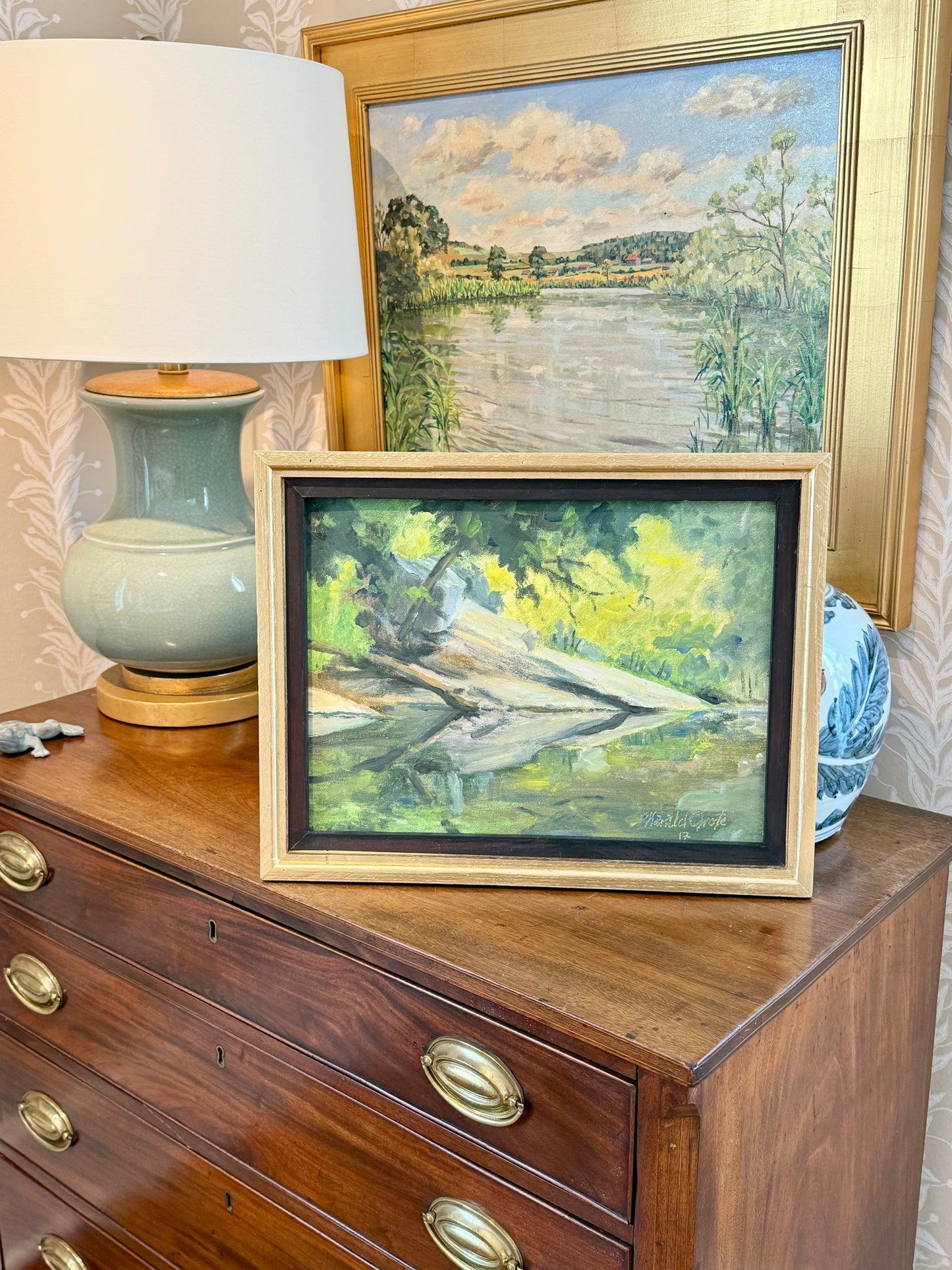 Harald Grote Lorimer Park Pennsylvania Landscape Oil Painting in Gold Frame