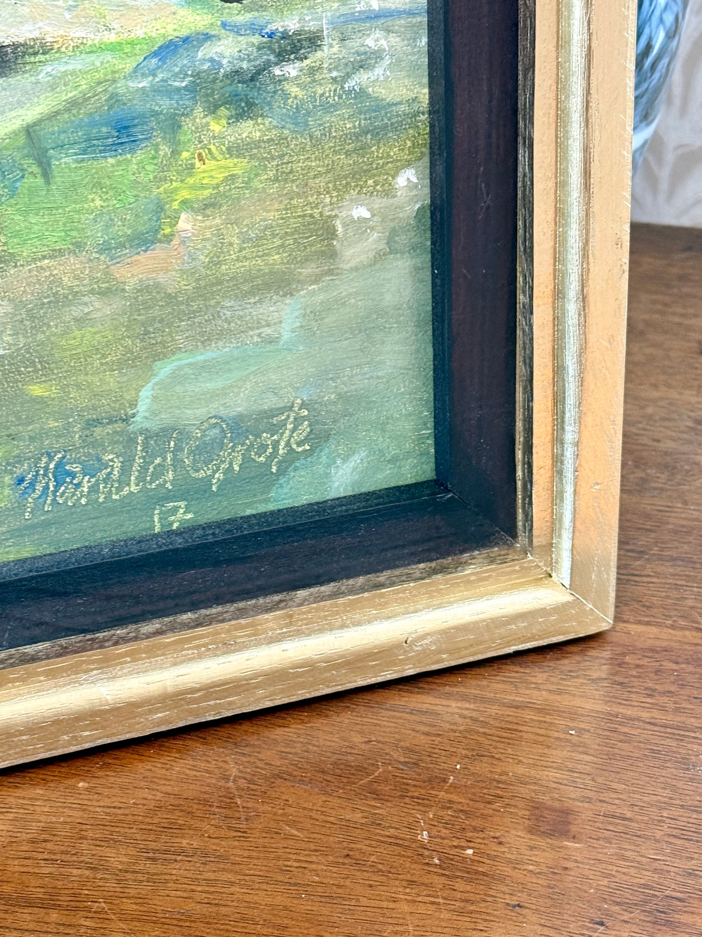 Harald Grote Lorimer Park Pennsylvania Landscape Oil Painting in Gold Frame