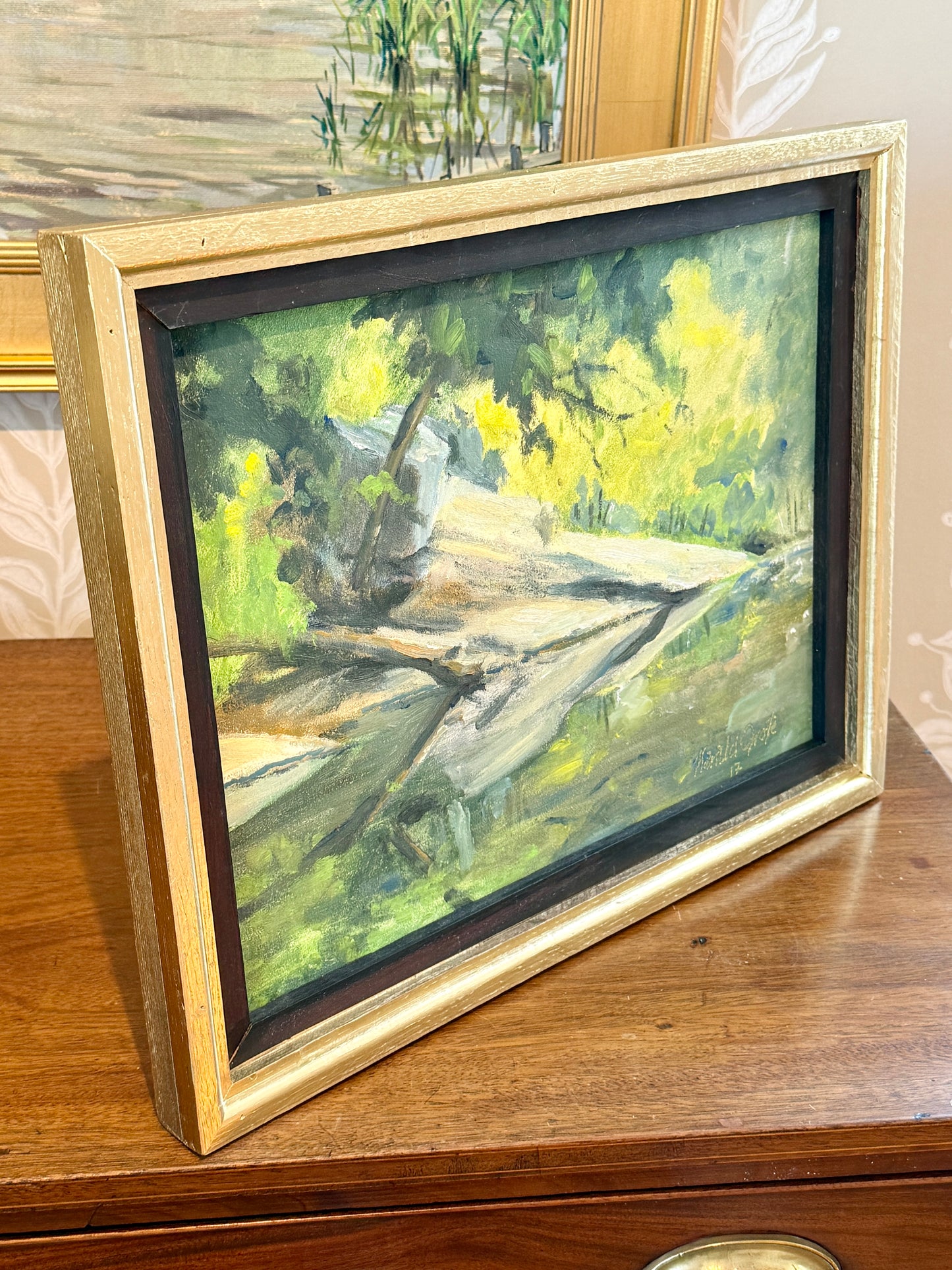 Harald Grote Lorimer Park Pennsylvania Landscape Oil Painting in Gold Frame