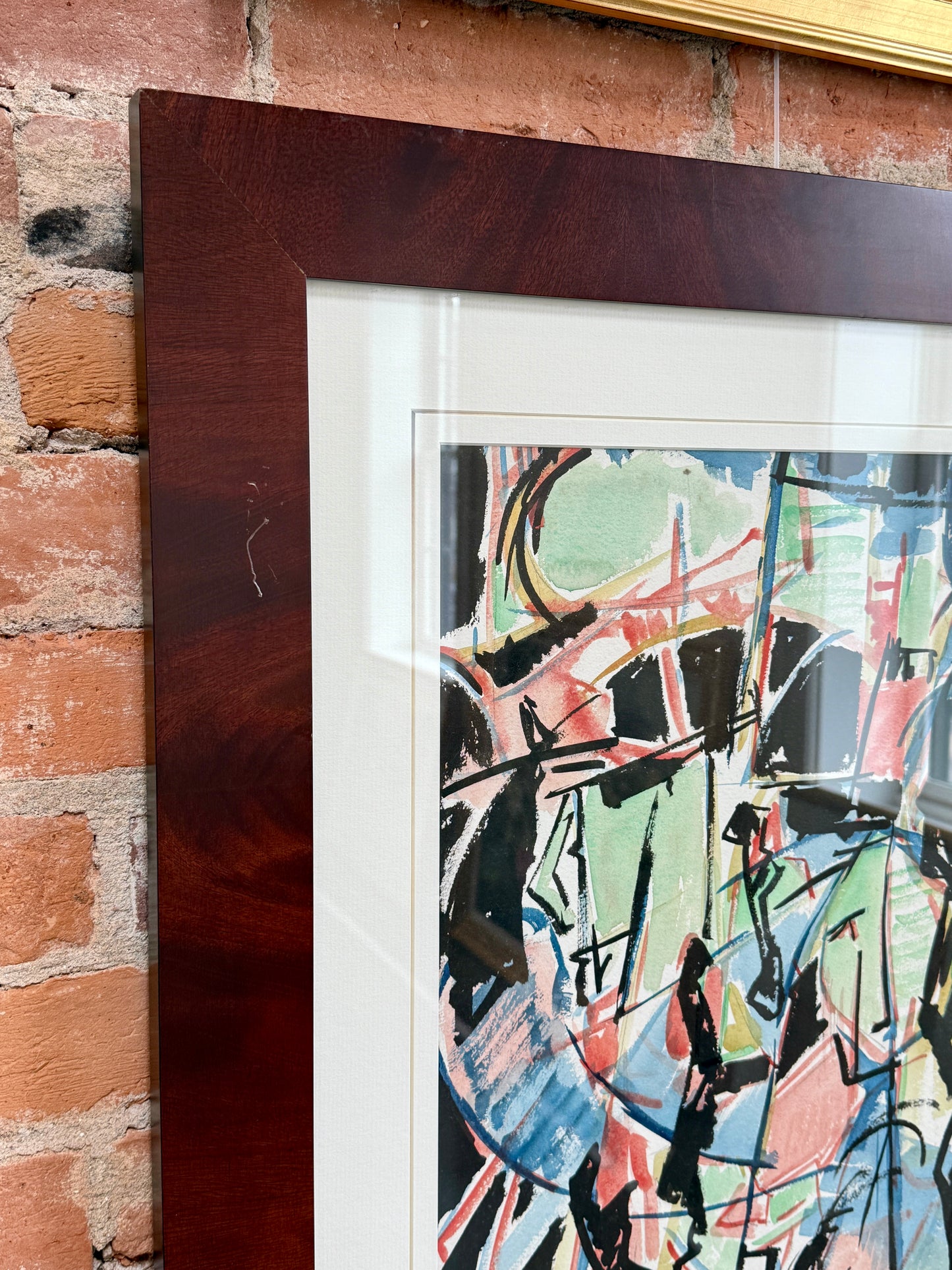 Richard Derby Tucker Abstract Composition Titled Bouffant Painting in Wood Frame