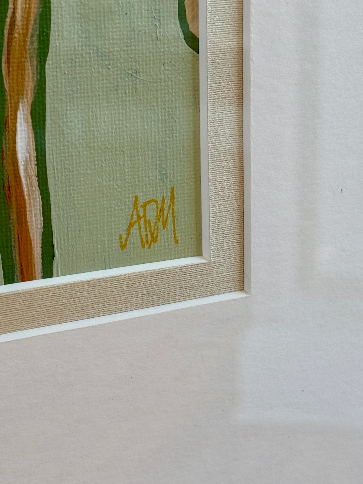 Alison Diamond McElroy Warm Flora I Abstract Floral Painting in Gold Frame